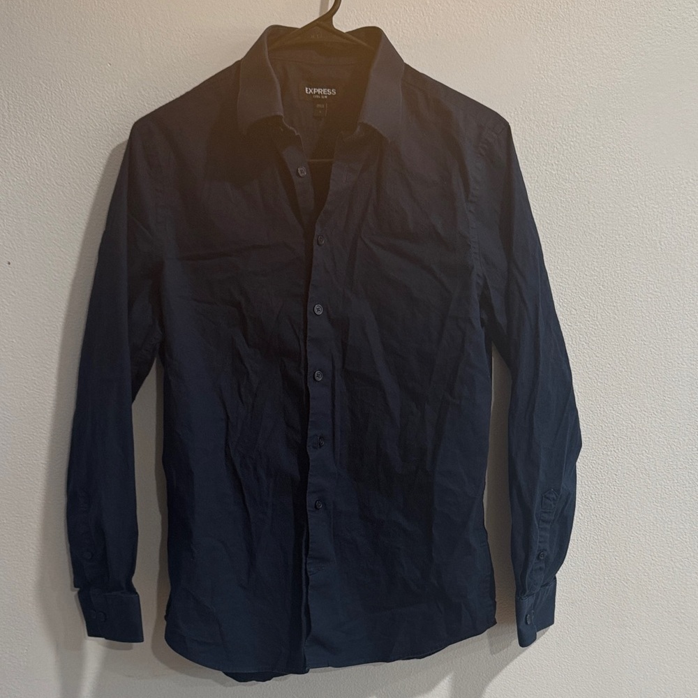 Express Men's Extra Slim Navy Blue Shirt size Small - Picture 2 of 5